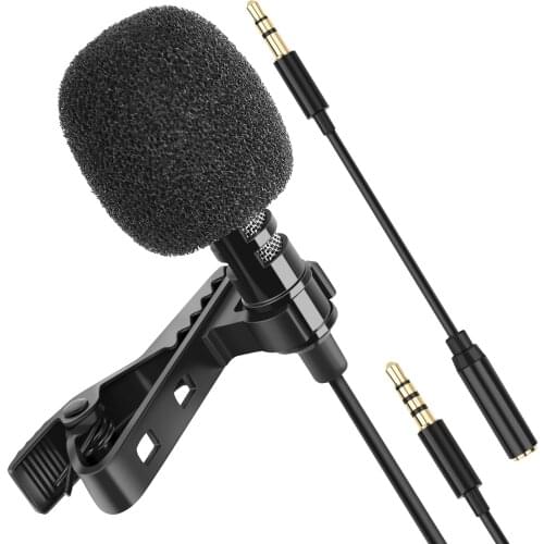 1 Recording Microfone Lavalier Lapel Studio Recording Bundle Lapel Mic Microphone Video Mic for Video Live Youtube Video Record