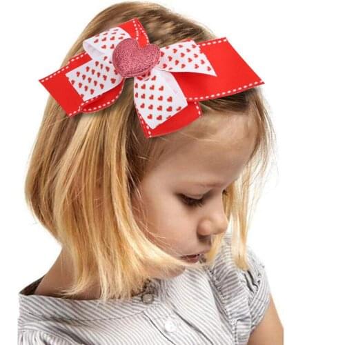 6" Cute Hair Bows With Clip For Baby Girls Hair Accessories Sweet Peach heart Hair Clips Ribbon Barrettes Kids Hairpins Headwear