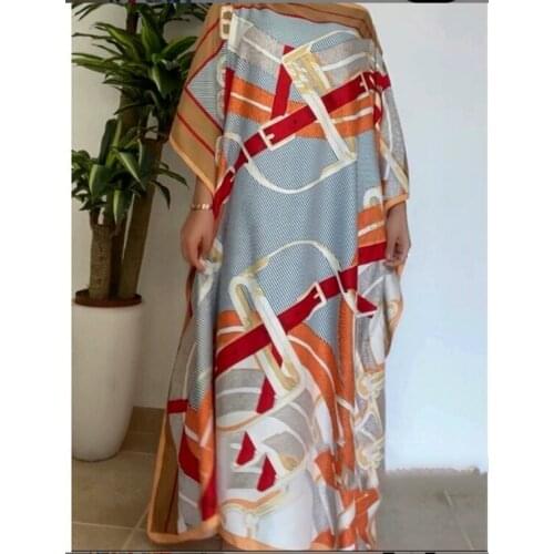 Европейская одежда Fashion Printed Kuwait Summer Silk kaftan maxi dresses quality loose Bohemian Beach evening party Kaftan