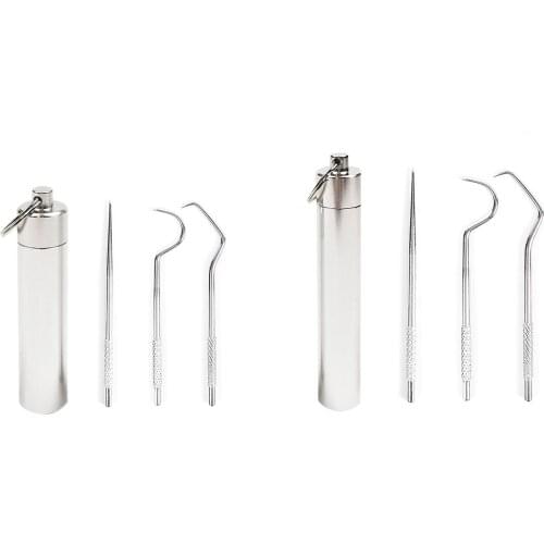 Portable Toothpicks Metal Flossing Tool Set Oral Teeth Cleaning Holder Outdoor Household Travel Seal Storage Box In Fashionable