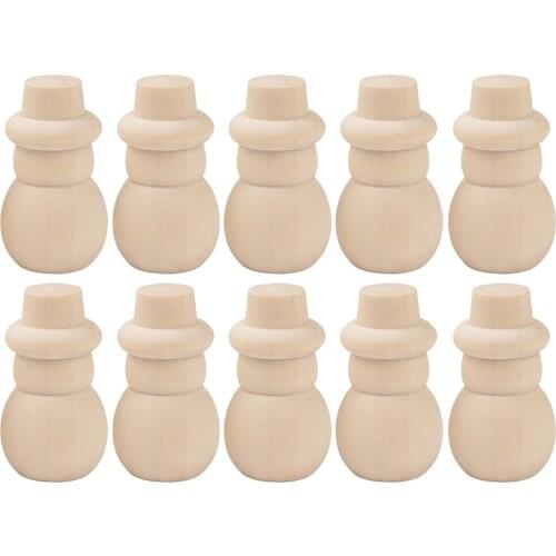 10 Pack Unfinished Wooden Peg Doll Natural Wooden Snowman Xmas Tree Shape DIY