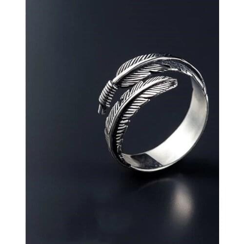2021 New Punk Feathers Arrow Opening Ring Boho Retro High-quality Personality Jewelry Men Rings for Women Resizable Rings
