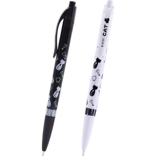 2PCS New Arrival 0.5mm Office & School Pen Plastic Lovers Gift Ball Pen Cartoon Cat Ballpoint Pens Student Prize Promotional Pen