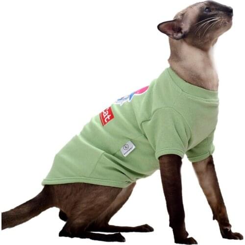 Hairless Cat Clothes Small Milk Cat Anti-hair Loss Pet T-shirt German Cat Cotton Linen Autumn Sweater