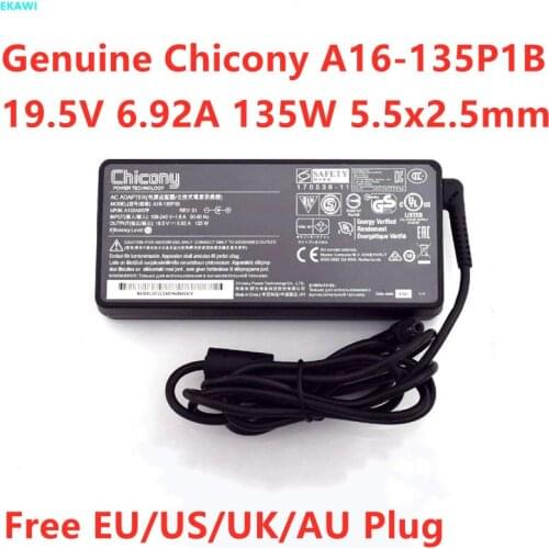 Genuine 19.5V 6.92A 135W 5.5x2.5mm Chicony A16-135P1B A135A007P AC Adapter For MSI GS63 7RD STEALTH Delta ADP-135KB T Charger