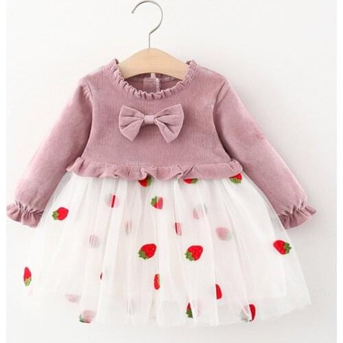 Autumn Spring Girls Mesh Patchwork Dress Long Sleeve Clothing Kids Cute Bow Dresses Girls Princess Christmas Party Vestidos