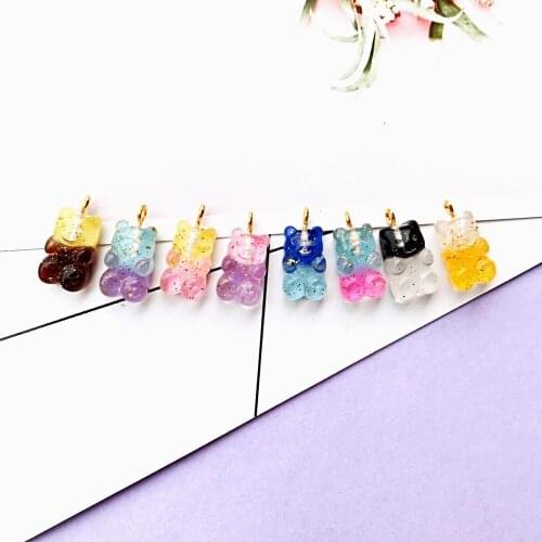 10pcs 17*10mm Resin Cabochons Flatback Gummy Bear Candy Necklace Charms DIY Scrapbooking Embellishment Decoration Craft