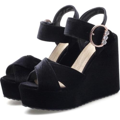 Big Size 9 10 11 12 wedges shoes for women sandals women shoes woman ladies summer Waterproof fish mouth button