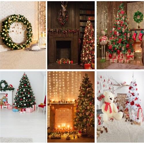 SHENGYONGBAO Christmas Theme Indoor Photography Background Christmas tree Fireplace Portrait Photo Backdrops 21712 YXSD-10