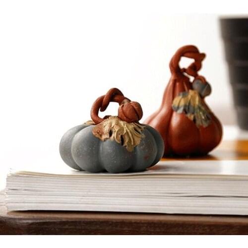 Blue YiXing ZiSha Clay Pottery Handmade Ware Pumpkin Tea Pet Kung Fu Accessory