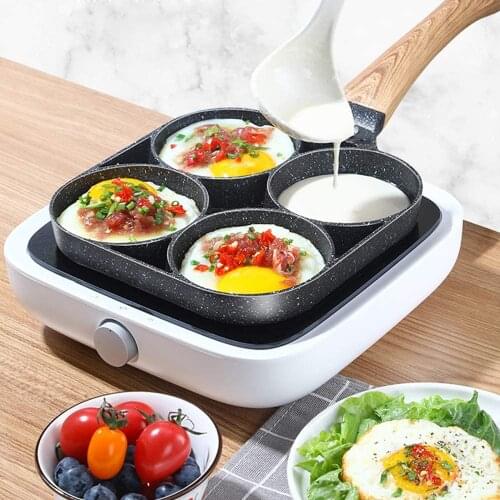 Four-hole Frying Pot Pan Thickened Omelet Pan Non-stick Egg Pancake Steak Pan Cooking Egg Ham Pans Breakfast Maker Cookware