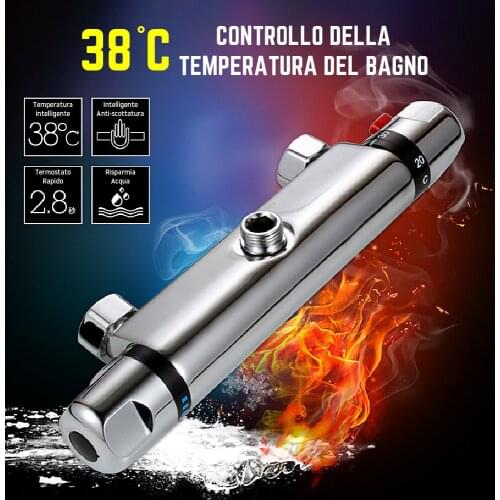 Bath Shower Faucet Thermostatic Faucets Wall Mounted Mixer Valve Tap Temperature Control Rain Shower Chrome Bathroom Twin Outlet