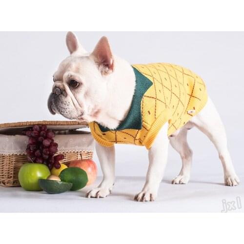 Spring Knit Cotton Pet Dogs Sweater Hoodie Fashion Pineapple Style Dogs Warm Clothes French Bulldog Schnauzer Puppy Dog Hoodies
