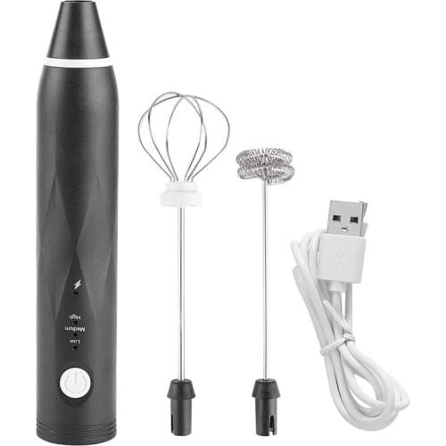 Milk Coffee Frother Rechargeable, Handheld Electric Milk Foam Mixer Maker Blender with Double Whisk for Coffee Latte