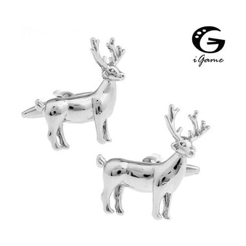 IGame Deer Cuff Links Silver Color Brass Material Lovely Deer Design Christmas Gift Free Shipping