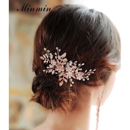 Minmin Luxury Handmade Simulated Pearl Crystal Wedding Hair Accessories for Women Elegant Gorgeous Bridal Hair Combs 2019 New Fashion Hair Jewelry FS327