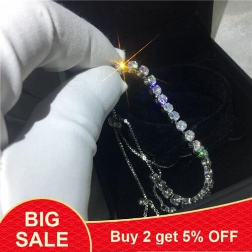 Fashion Bracelet For Women Luxury Handy Adjustable 4 Claws Mosaic 4mm Cubic Zirconia Rose Gold Color Fashion Jewelry Gift