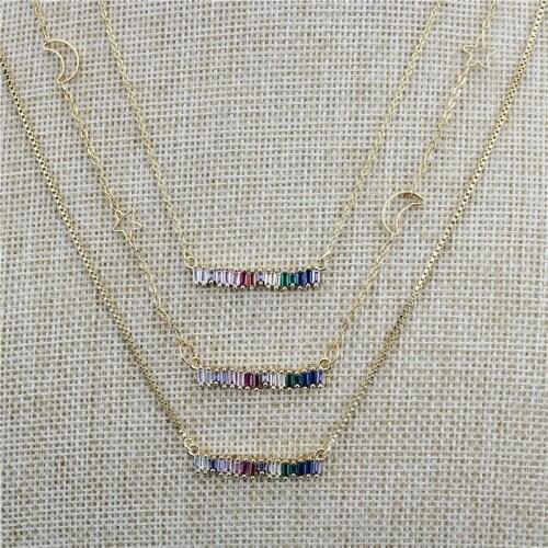 10pcs/lot New design colorl adjustable cz necklace,rainbow shape cubic zircon component,popular plated chain necklace wholesale