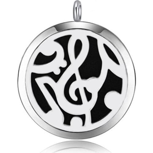 10pcs Music Note Aromatherapy Essential Oils 316L S.Steel Perfume Diffuser Pendant Necklace