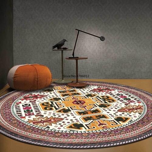 150cm Retro Persian European and American Ethnic Style Beige Living Room Bedroom Hanging Basket Chair Round Floor Mat Carpet