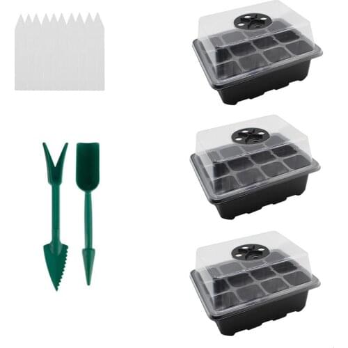 3 Pack Mini Greenhouse for Sowing Tray Sowing Tray with Lid 12 Cells per Tray Seedling Starter Tray Kit with Breathable Pots New