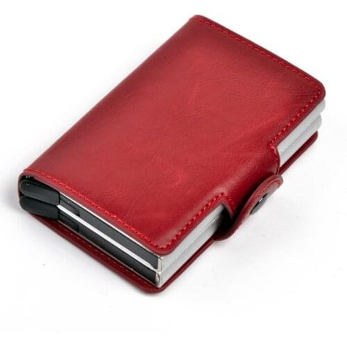 5pcs/lot M-Yancy Metal Credit Card Holder Men RFID Antitheft Double Aluminium Box Women Leather Travel Card Wallet Automatic