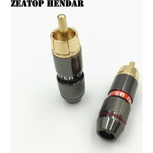 50Pcs Copper RCA Male Plug Gold Plated Audio Video Adapter Connectors Soldering Type