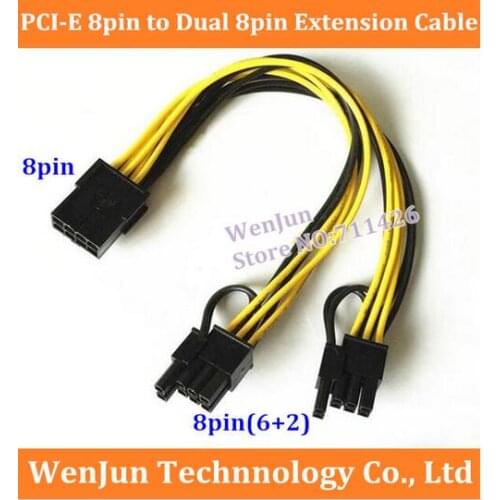 Free Shipping PCIe 8-pin Female to Dual 8Pin(6+2) Male GPU Power Cable 18AWG video card connector cable 8pin-2x8pin (6+2)
