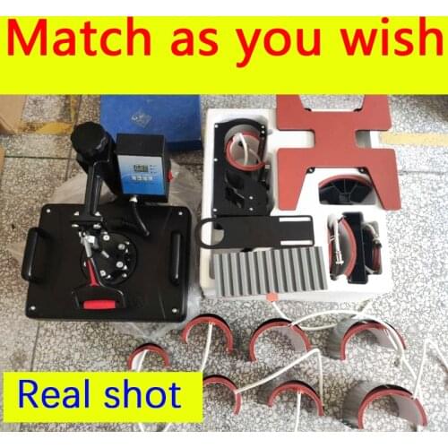 Promotions 30*38CM Combo 6 in 1 Heat Press Machine 2D Sublimation Printer Printing For Ball/Shoes/Pen/Mug/Bottle/Phone case
