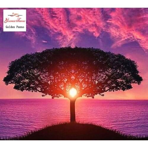 GOLDEN PANNO Diamond Painting Full Square 5D Diy Daimond Embroidery Diamant Mosaic Sale rhinestones pictures Sunset 03