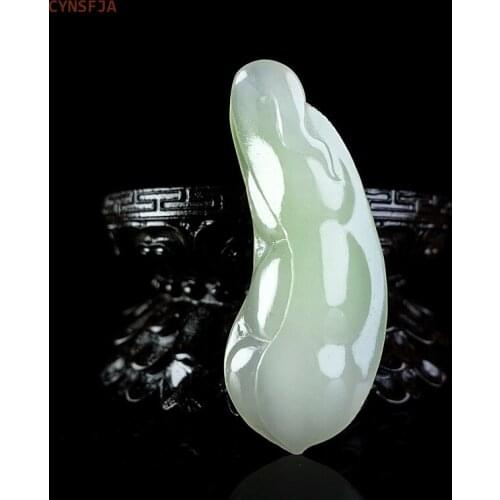CYNSFJA New Real Rare Certified Natural Hetian Jade Nephrite Lucky Amulets Bean Jade Pendant Hand Carved High Quality Best Gift
