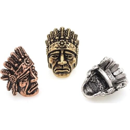 3D Copper Lndians Face Spacer Beads Human Charms for Bracelets Necklaces Pendants Jewerly Making 22x15.2x13MM