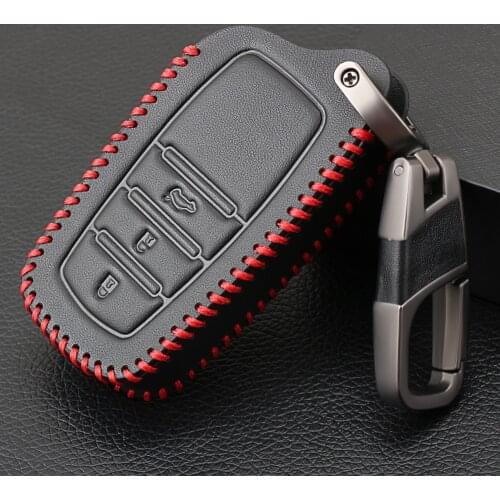 Black Leather Car Smart Key Cover Case For Toyota Camry Coralla Crown RAV4 Highlander 2015 3 Button Remote Key Protective Shell