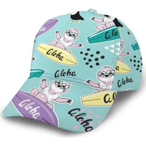 CINESSD Cute Sloth Surfboard Aloha Outdoor Sport Caps Baseball Hat Men Women Visor Cap Baseball Cap Street Hip Hop Caps