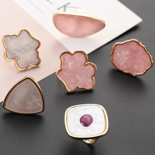 Nail Art Marble Shell Ring Display Stand Palette Pink White Adjustable UV Gel Polish Color Painting Board Nails Tool