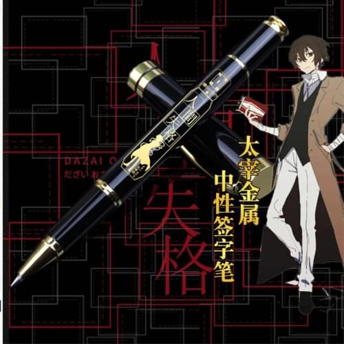 Bungou Stray Dogs Gel pen Osamu Dazai Nakahara Chuuya Student Metal Stationery Cosplay Ballpoint Pen Roller Pen Sign pen Gift