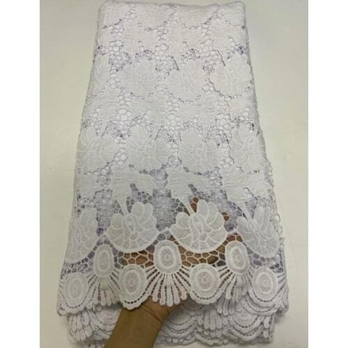 Hot Sale African Cord Lace Fabric Pure white Guipure Lace 2020 High Quality Milk Silk Water Soluble Lace Fabric For Wedding Sew