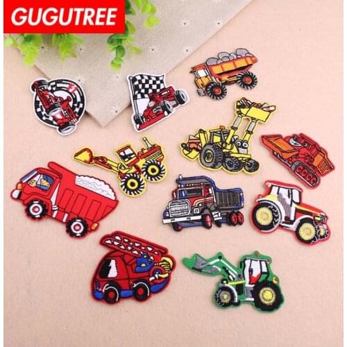 GUGUTREE embroidery mobile machinery shop patches f1 patches badges applique patches for clothing YX-91