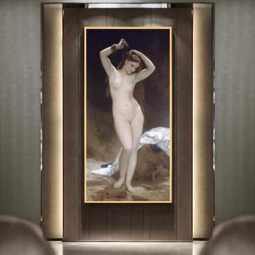 Holover Canvas Oil painting William Adolphe Bouguereau"Bather"Aestheticism Artwork Poster Wall Art Aesthetic Home Decoration