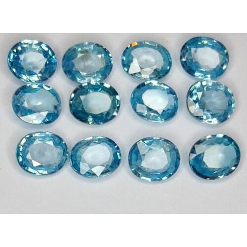 9.78ct Blue Zircon oval cut 6x5mm 12pc