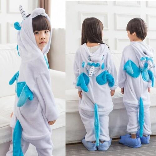 Animal Kigurumi Unicorn Onesie Children Teenagers Boys Pajamas Kids Funny Flannel Warm Soft Overall Onepiece Night Home Jumpsuit
