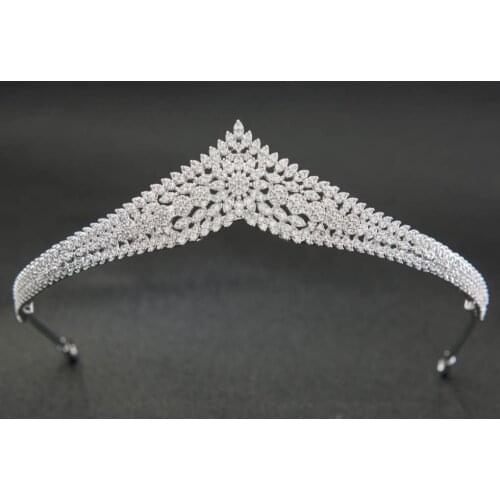 Classic CZ Cubic Zirconia Wedding Bridal Silver Tiara Diadem Crown Women Girl Prom Party Hair Jewelry Accessories CH10213