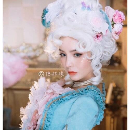 Marie Antoinette Princess Medium Curly Hair Cosplay Wigs + Wig Cap (Without Headwears)