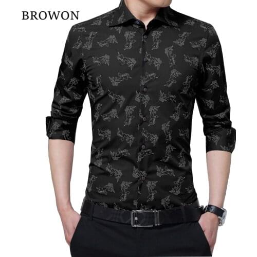 BROWON New Arrival Men Shirt Business Casual Office Shirt Men Plus Size Long Sleeve Blouse for Man Camisa Masculina