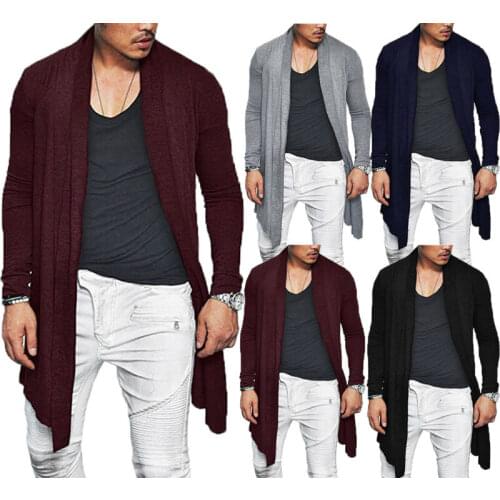 Mens Sweater Long Wrap Cardigan Jumper Winter Warm Coats Jacket Casual Outwear Sweater