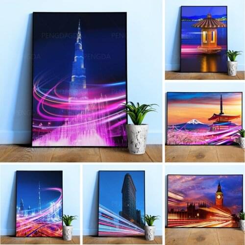 Canvas HD Prints Painting Wall Art Landscape Poster Modern Home Decoration Synthwave Neon City Modular Pictures For Living Room