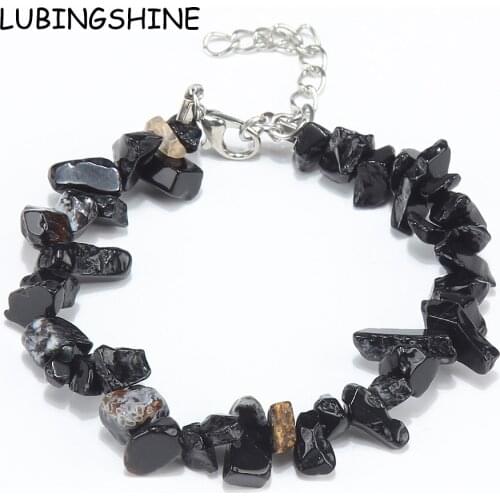Irregular Natural Crystals Obsidian Charm Bracelet Beads Jewelry Geometrically Adjustable Summer Beach Bangle