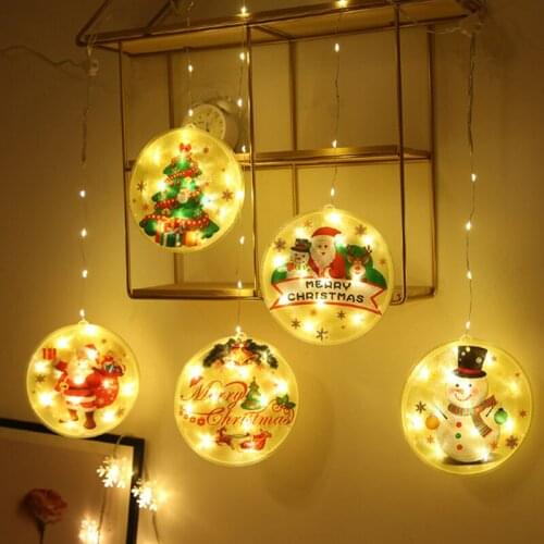 New Merry Christmas Ornament LED Copper Light Strip Xmas Tree Hanging Navidad Decoration for Home Window Curtain Wall Decor Lamp
