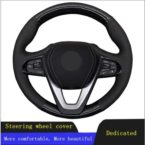 DIY Car Steering Wheel Covers Black Carbon Fiber Leather For BMW X3 G01 X4 G02 X5 G20 G21 G30 G31 G32 G05 X7 G07 Z4 G29