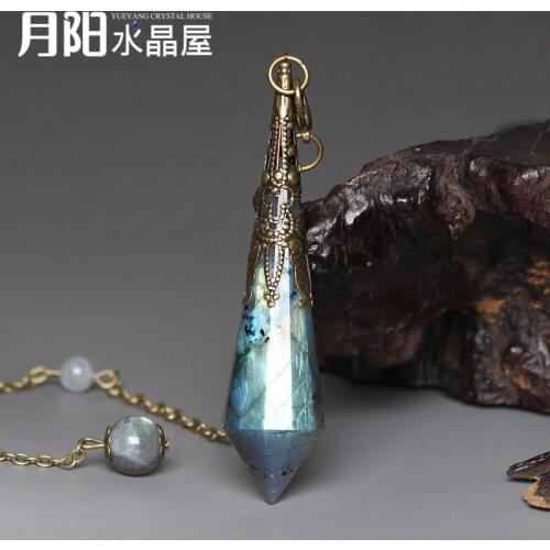 Lingbai divination energy stone pendant natural crystal grey moonlight purple yellow white powder crystal Obsidian Necklace